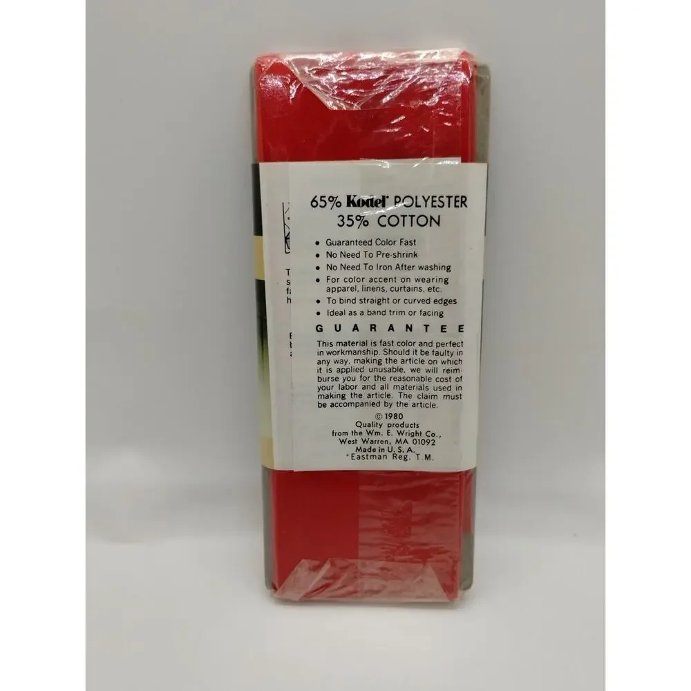 Wrights Bias Hem Facing 2.5 yds - Scarlet 76 NOS - 116 100